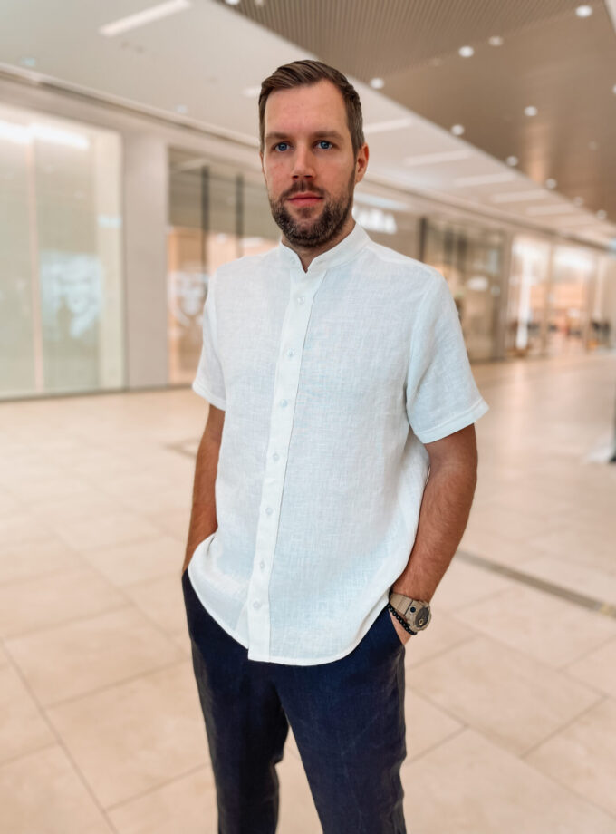 Linen Men Button Shirt AMBER